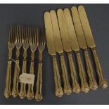 Eleven piece Georgian sterling handle dessert set