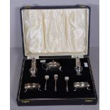 Elizabeth II cased sterling silver condiment set