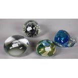 Four art glass paperweights