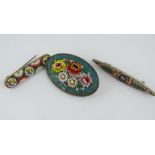 Three vintage micro-mosaic brooches