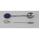 18ct white gold, solid opal & diamond stick pin