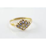 Antique yellow gold, sapphire and diamond ring
