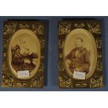 Pair antique brass photo frames