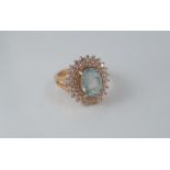 Silver gilt and aquamarine ring