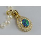 18ct yellow gold, opal & diamond pearl enhancer