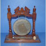 Edwardian English oak dinner gong