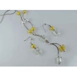 Silver and glass necklace & earring set