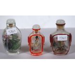 Three various Chinese glass snuff bottles