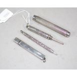 Four various vintage sterling silver cased pens