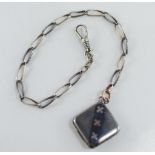 Sterling silver niello fob chain & locket