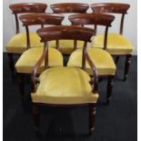 Six mahogany rail back chairs