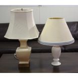 Two ceramic base electric lamps