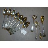 Nine various sterling silver teaspoons