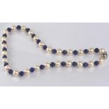 Pearl and lapis lazuli necklace