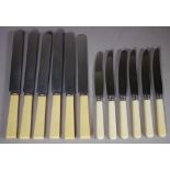 Two sets of 6 bone handle knives