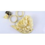 A good vintage ivory floral brooch