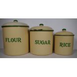 Set of 3 graduated enamelled kitchen canisters