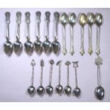 Three sets of silver tea & coffee spoons