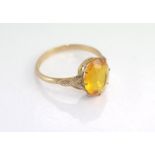 9ct yellow gold and yellow paste ring