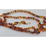 Amber nugget necklace and earrings