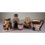 Five various Royal Doulton character jugs
