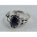 Sterling silver & sapphire dress ring