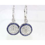 18ct white gold, sapphire and diamond earrings