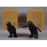 Two Ivana Perkins bronze fairy penguin sculptures