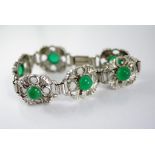 A silver and chrysoprase bracelet