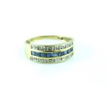 Yellow gold, sapphire and diamond ring