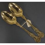 Pair Victorian sterling silver soup spoons