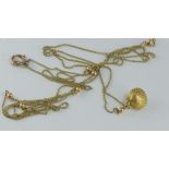 Vintage 12ct gold Muff chain with 10ct shell charm