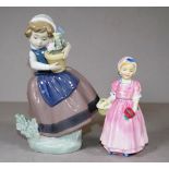 Lladro girl & flowerpot figure