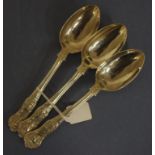 Set three Victorian sterling silver dessert spoons