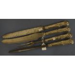 George VI silver handled carving knife & steel