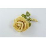 Vintage carved ivory flower brooch