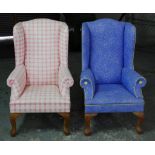 Two small wing back armchairs
