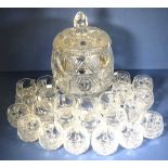 Twenty four piece cut crystal punch set