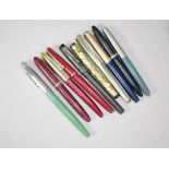Collection ten various vintage fountain pens