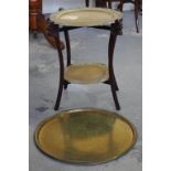 Eastern brass and wood 2 tier tray table