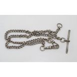 A silver fob chain with t-bar