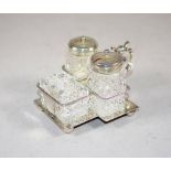 Vintage silver plate & crystal cruet set