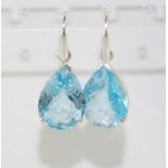 A pair of facetted blue topaz earrings