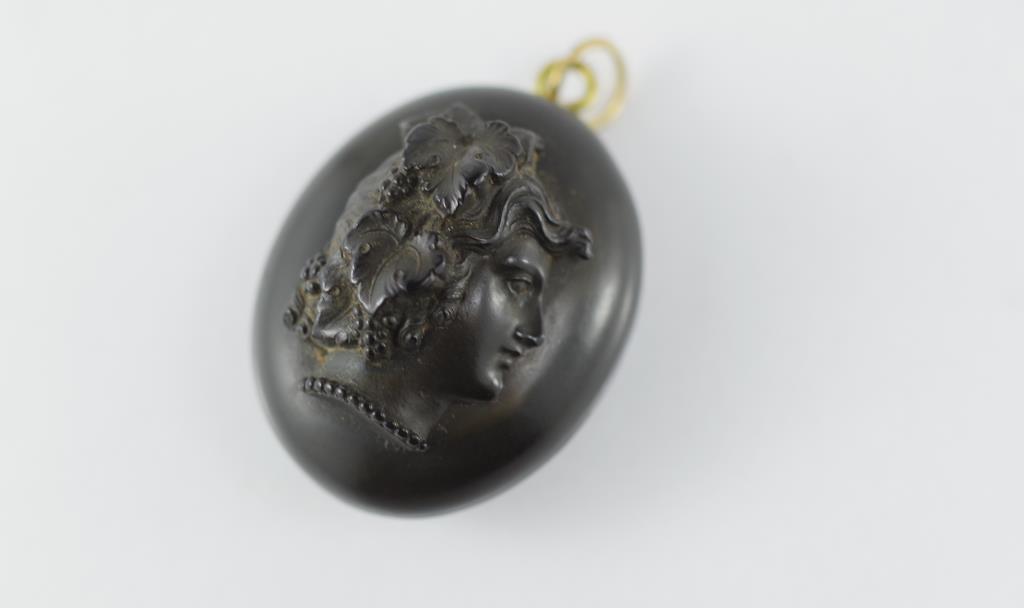 Victorian Gutta Percha Dionysus cameo locket