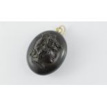 Victorian Gutta Percha Dionysus cameo locket