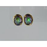 A pair of silver gilt and mystic topaz earrings