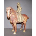 Good Chinese Tang style pottery horse & rider