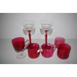 Five various Victorian ruby glass custard cups
