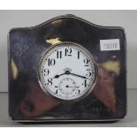 George V sterling silver cased travelling clock