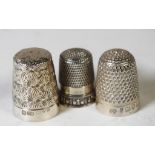 Three Sterling silver sewing thimbles